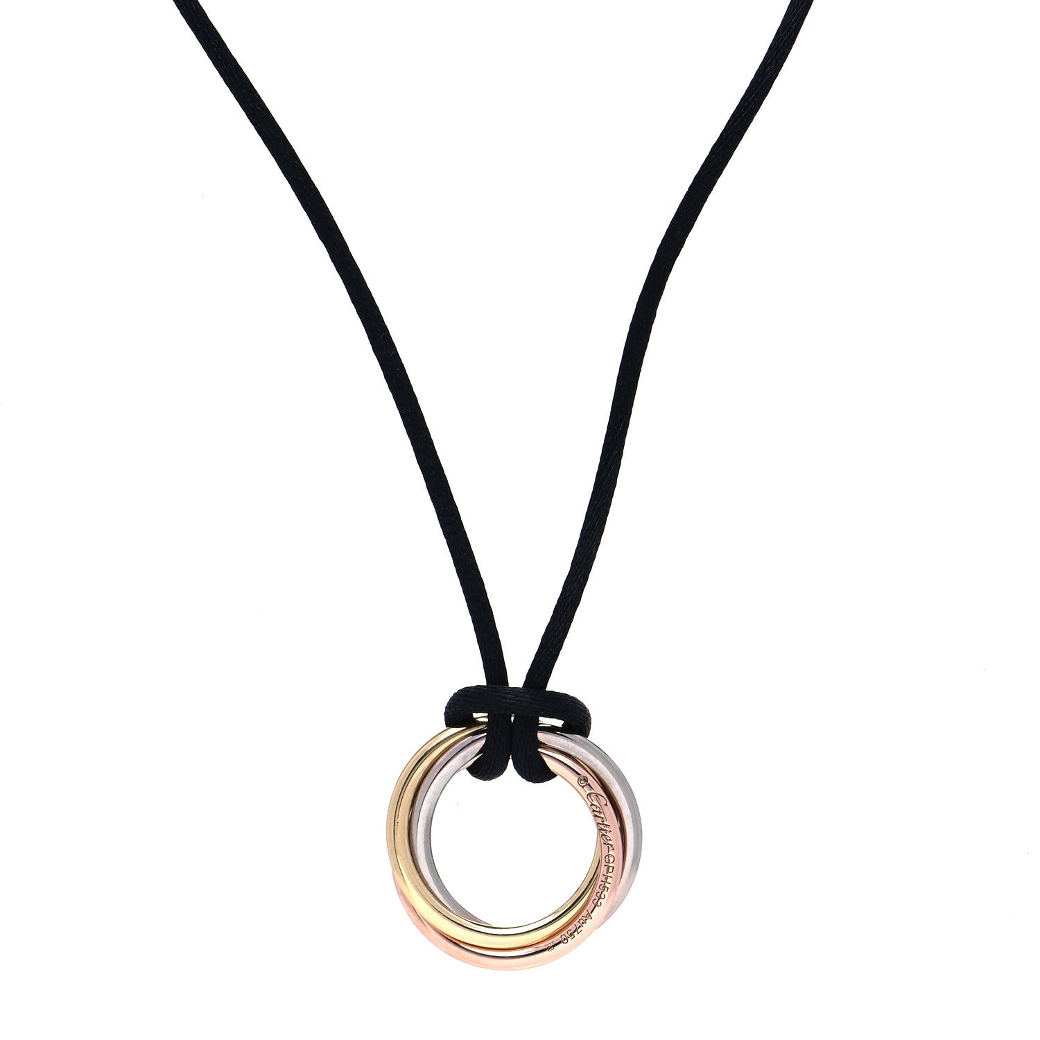 Cartier 18K Pink Yellow White Gold Trinity Cord Necklace 3 of 6