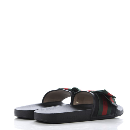 Gucci Satin Web Bow Slide Sandals 41 Black 4 of 9