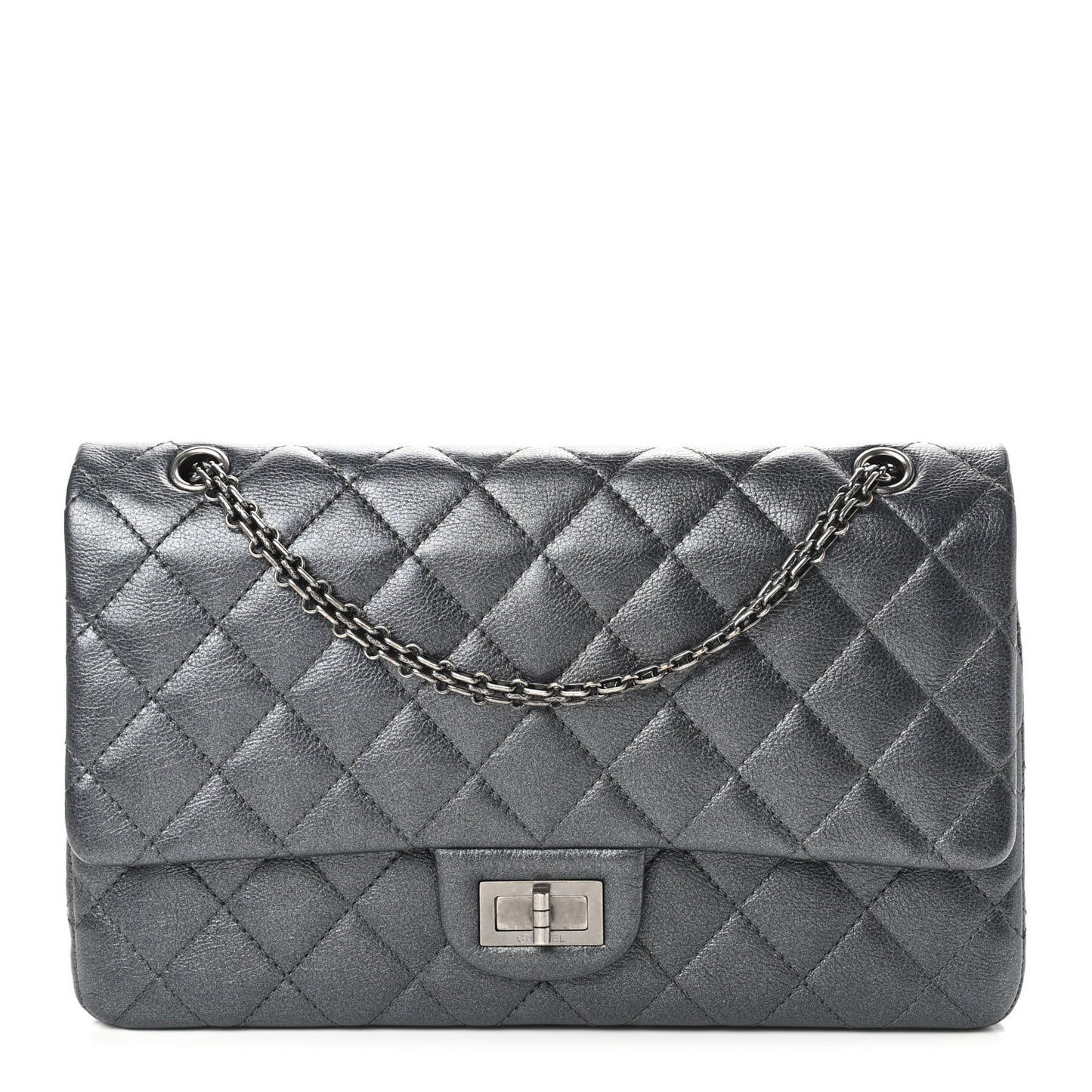 Metallic Calfskin Quilted 2.55 Reissue 227 Flap Charcoal