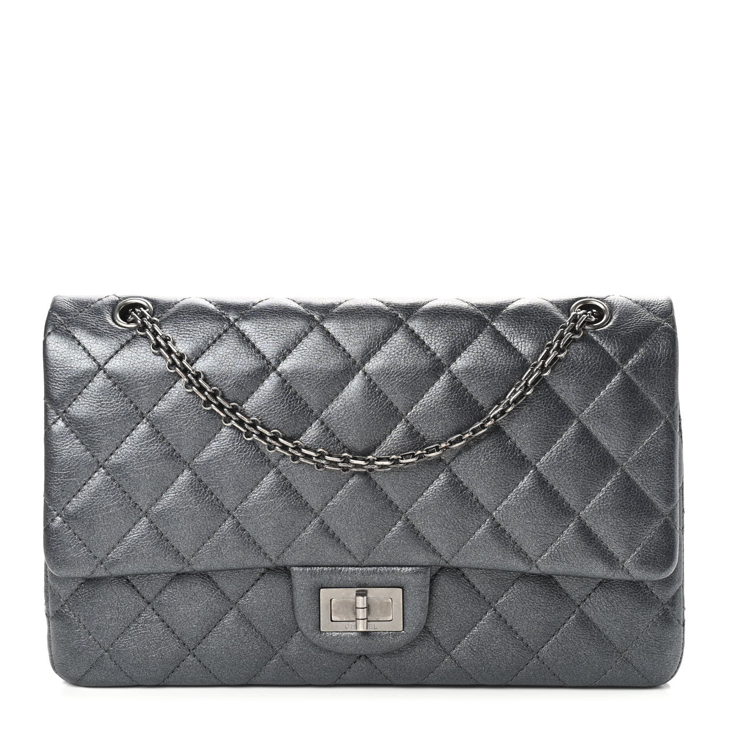 Chanel Metallic Calfskin Quilted 2.55 Reissue 227 Flap Charcoal 1 of 9