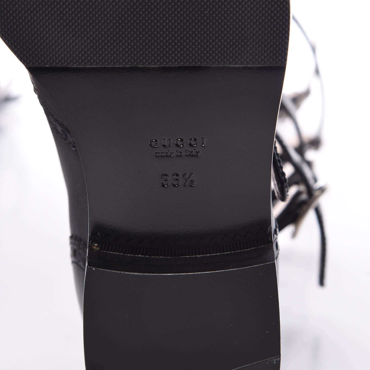 Gucci Calfskin Queercore Brogue Knee High Boots 36.5 Black 6 of 9