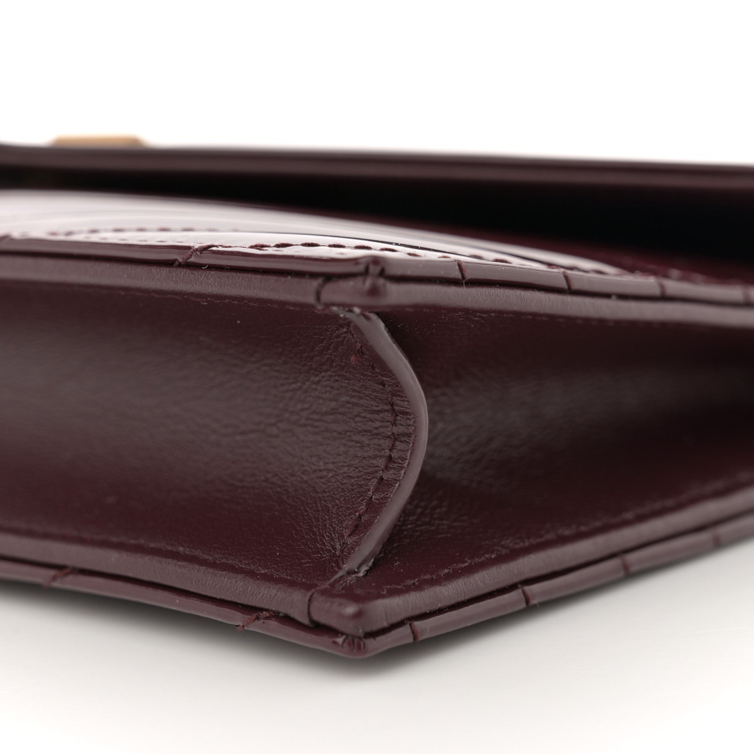 Saint Laurent Patent Calfskin Matelasse Chevron Monogram Envelope Chain Wallet Dark Red Wine 10 of 11