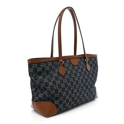 Gucci New Denim GG Monogram Medium Ophidia Shopping Tote Blue Tea Cuir 3 of 16