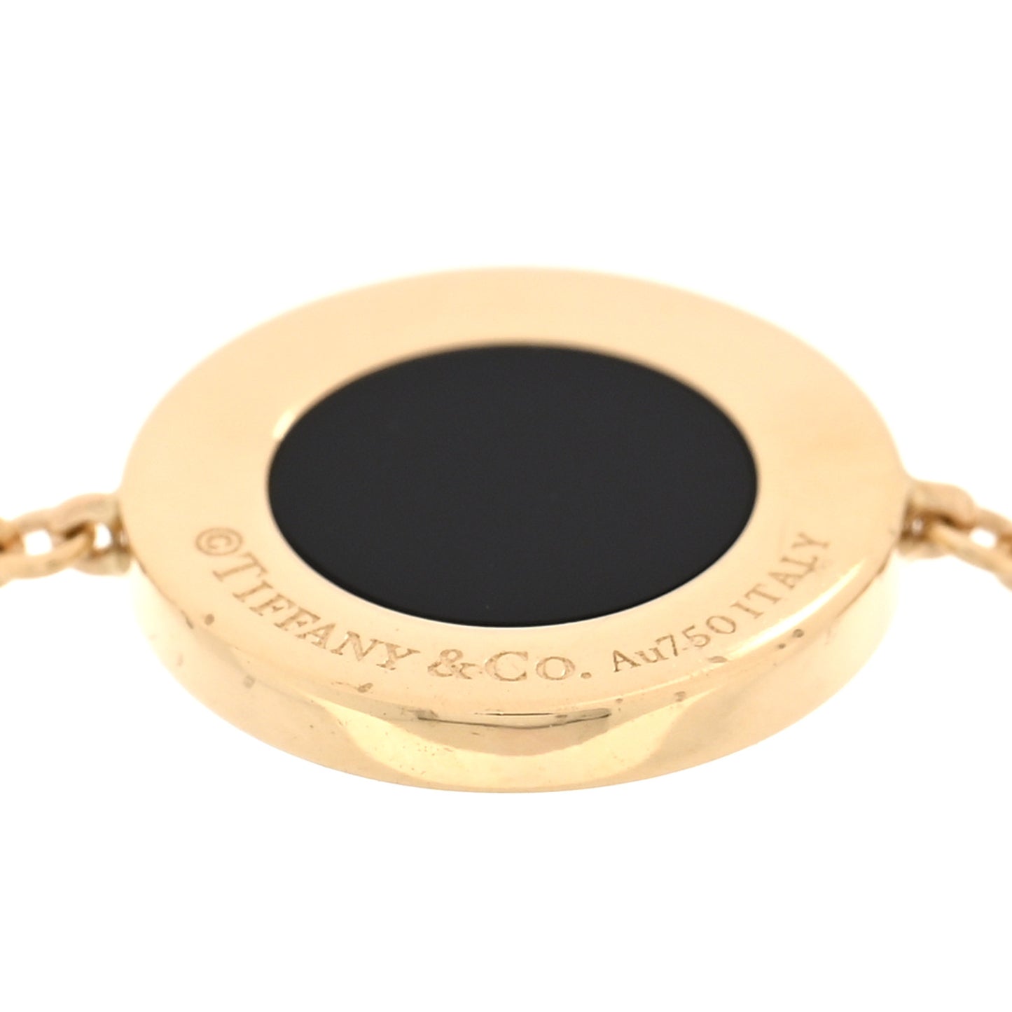 18K Yellow Gold Diamond Black Onyx T Circle Bracelet