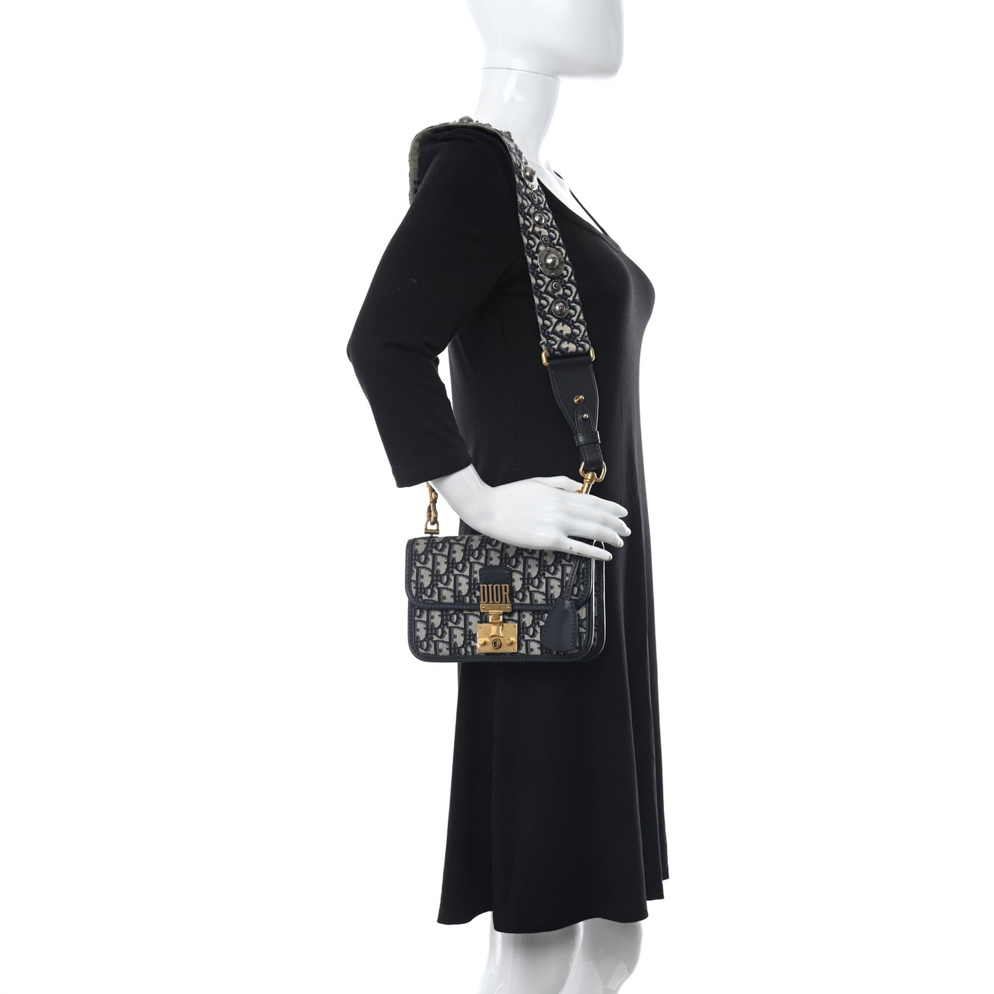 Oblique Small DiorAddict Flap Bag Navy Blue