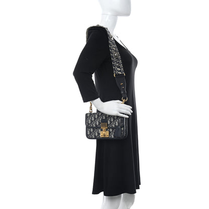Christian Dior Oblique Small DiorAddict Flap Bag Navy Blue 2 of 10