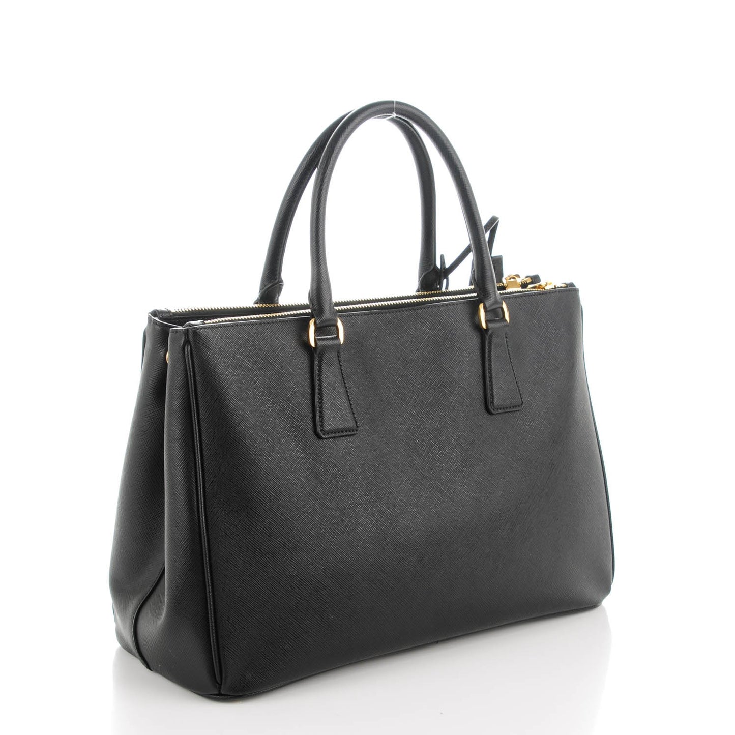 Saffiano Medium Galleria Double Zip Tote Black
