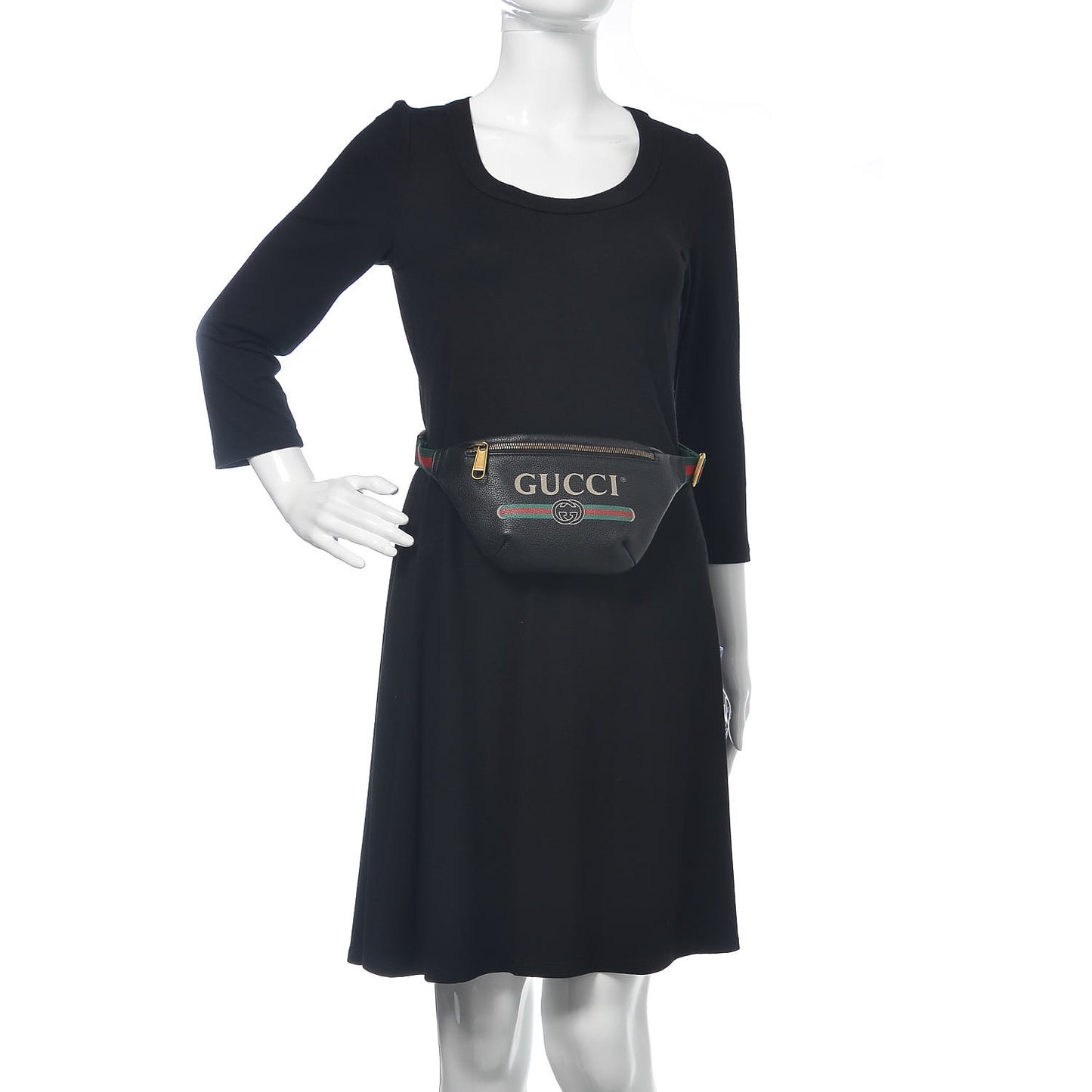 Grained Calfskin Small Logo Belt Bag Black