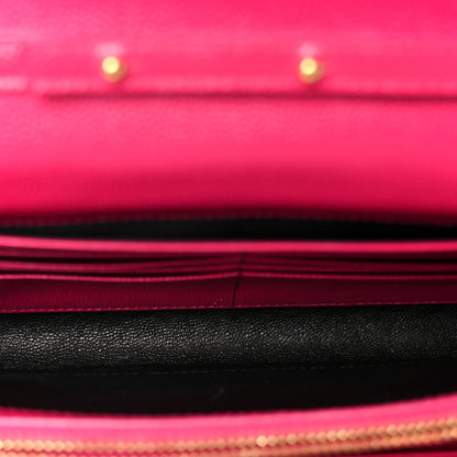 Saint Laurent Grain De Poudre Matelasse Chevron Monogram Chain Wallet Bubblegum 5 of 10