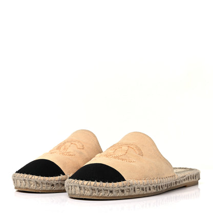 Chanel Denim CC Espadrille Mules 41 Beige Black 3 of 9