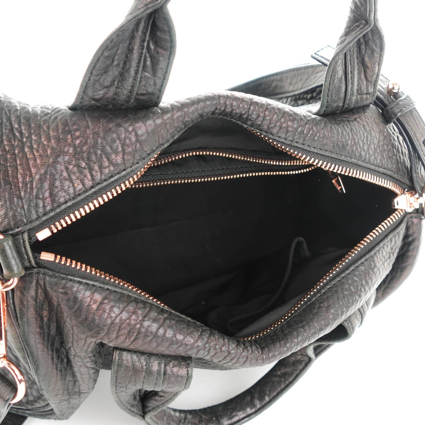 Pebbled Lambskin Rocco Black Rose Gold Hardware