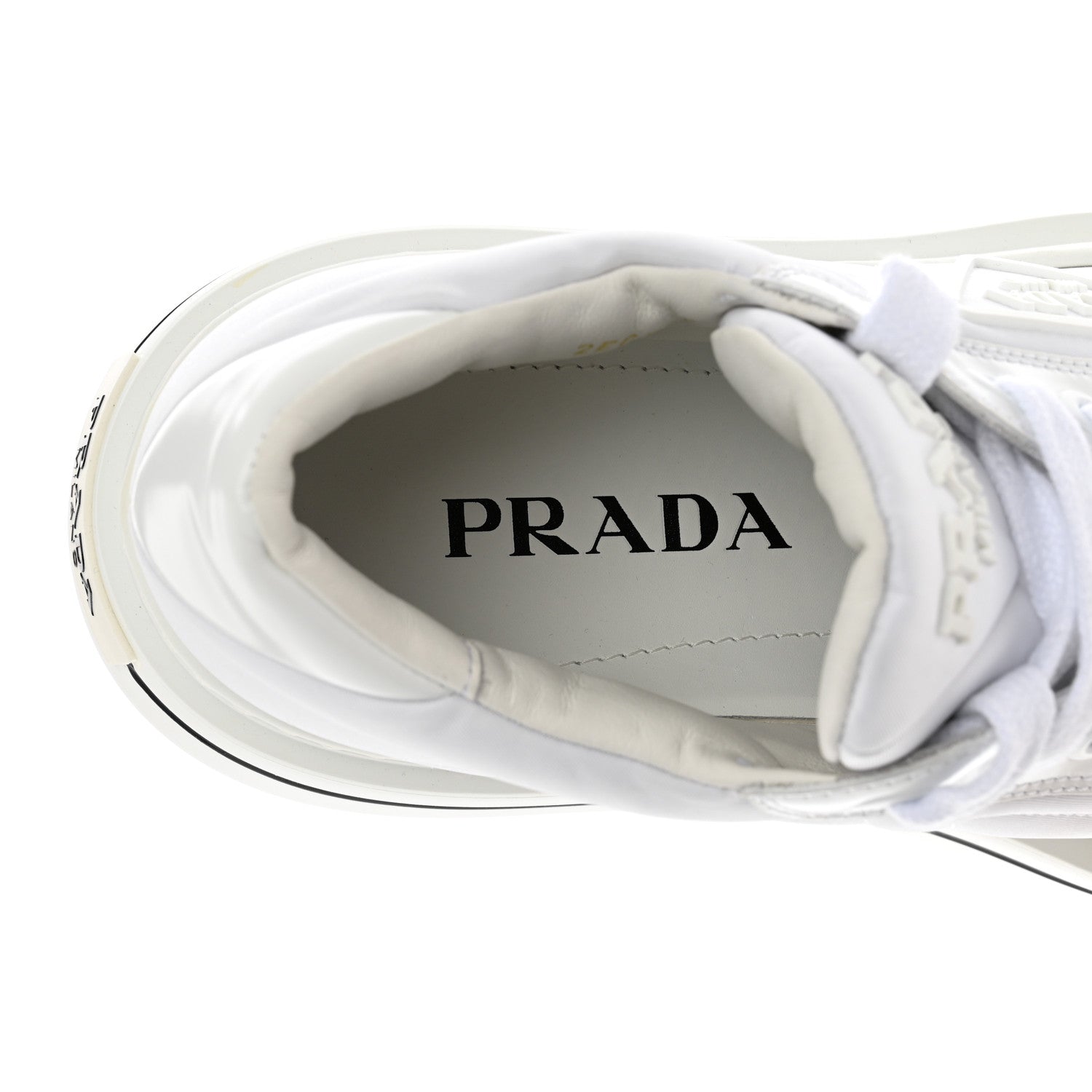 Prada Re-Nylon Spazzolato Rubber Triangle Logo Macro Quilted Mens 35mm Platform Sneakers 6 White 7 of 16