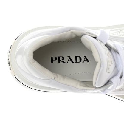 Prada Re-Nylon Spazzolato Rubber Triangle Logo Macro Quilted Mens 35mm Platform Sneakers 6 White 7 of 16