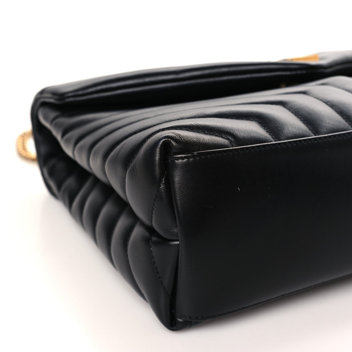 Calfskin Y Quilted Monogram Medium Loulou Chain Satchel Black