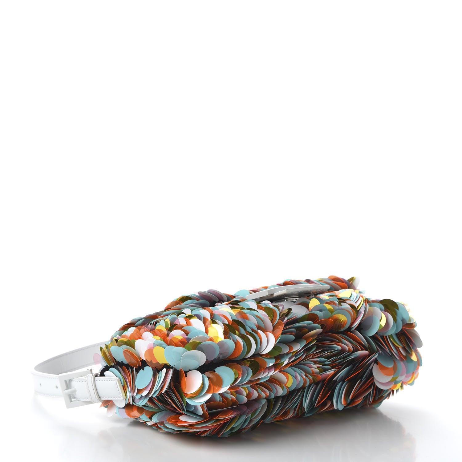 Fendi Sequin Maxi Paillettes Cuoio Lucido Baguette Multicolor White 4 of 9