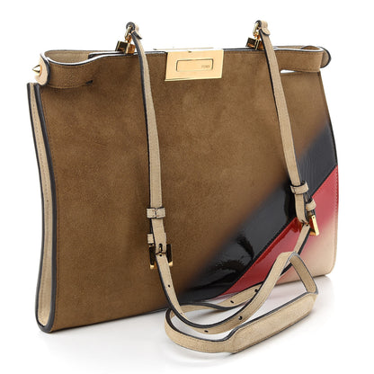 Fendi Suede Patent Gradient Marquetry Iconic Clutch Multicolor 3 of 11