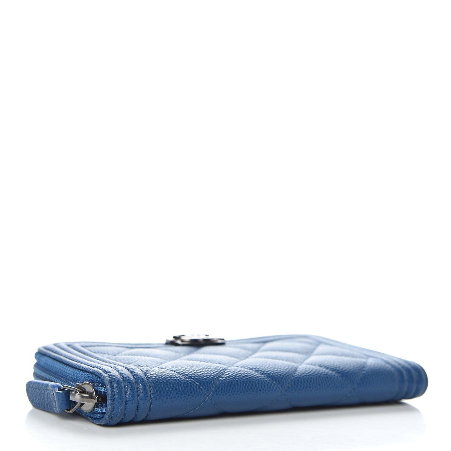 Caviar Quilted Boy Small Zip Around Wallet Blue