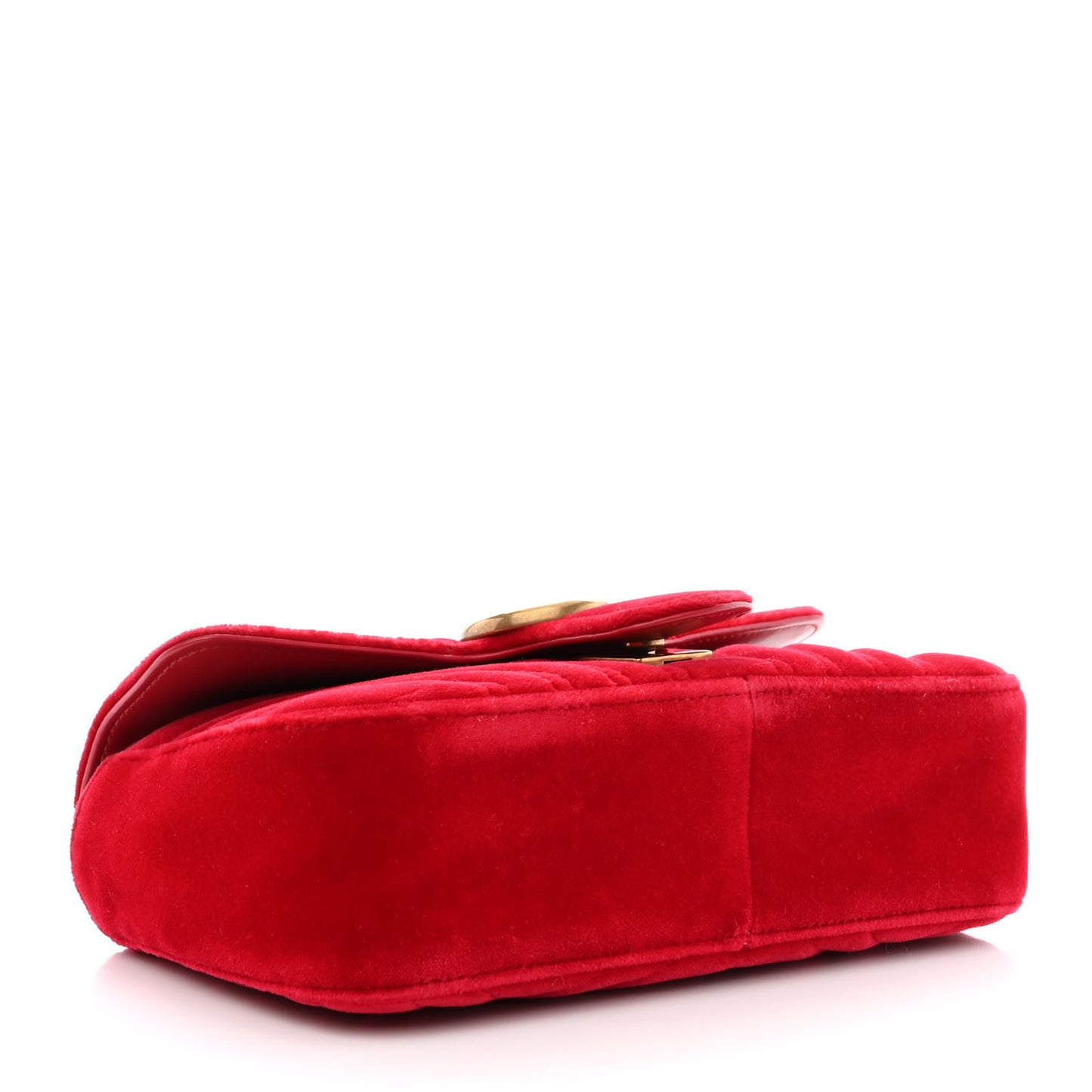 Velvet Matelasse Mini GG Marmont Shoulder Bag Hibiscus Red