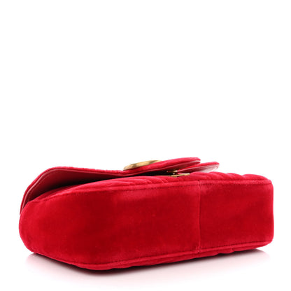 Gucci Velvet Matelasse Mini GG Marmont Shoulder Bag Hibiscus Red 4 of 10