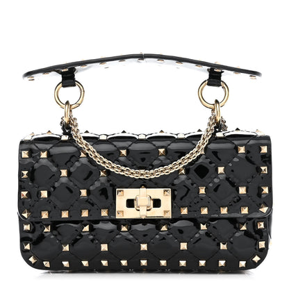 Valentino Garavani Patent Small Rockstud Spike Shoulder Bag Black 1 of 11