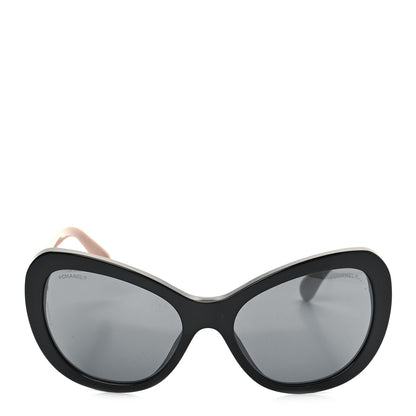 Chanel Acetate Cat Eye Sunglasses 5321 Black Beige 4 of 7
