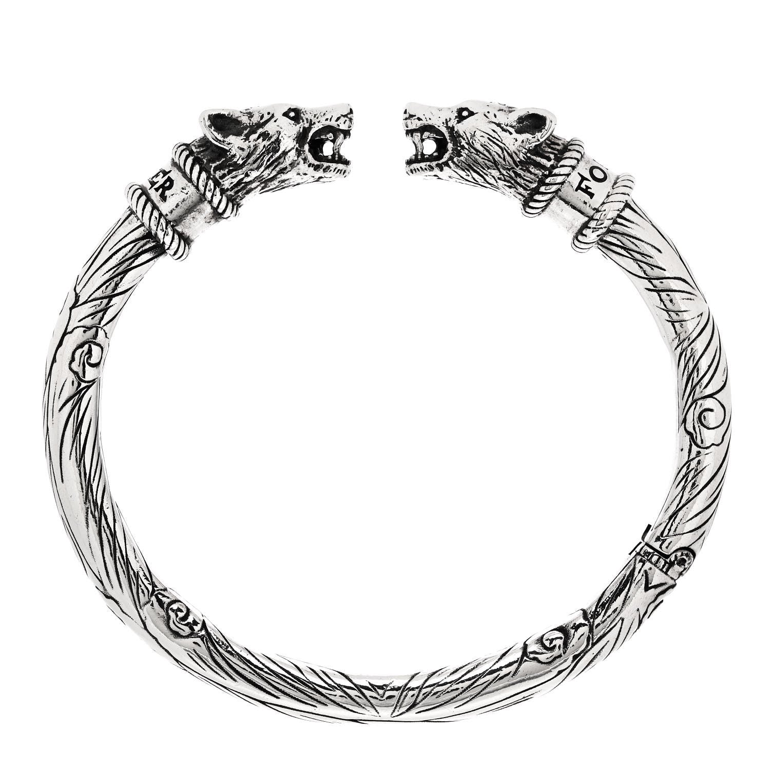 Gucci Sterling Silver Anger Forest Wolf Cuff Bracelet 3 of 7