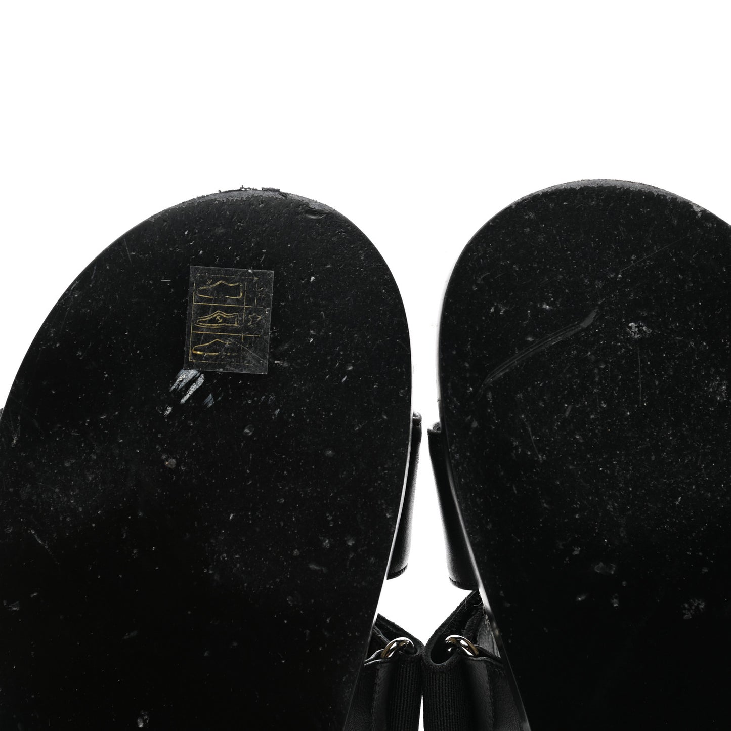 Stretch Fabric Lambskin CC Flat Sandals 36 Black