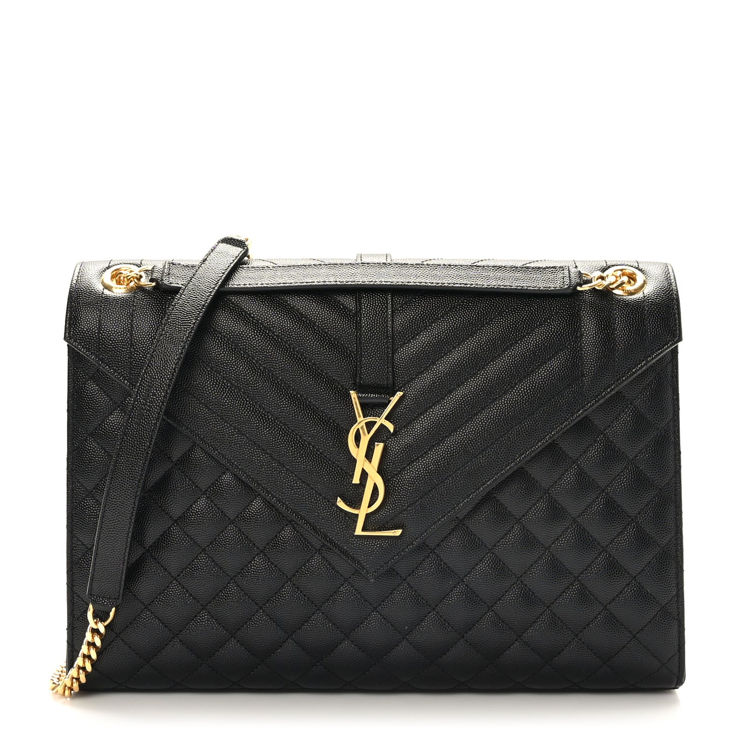 Grain De Poudre Textured Mixed Matelasse Large Triquilt Monogram Satchel Black