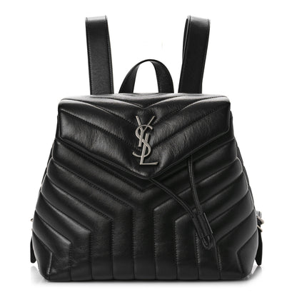 Saint Laurent Calfskin Y Quilted Monogram Small Loulou Backpack Black 1 of 8