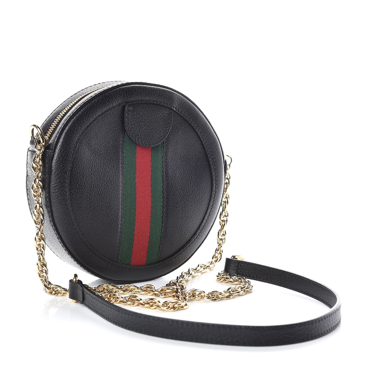 Gucci Grained Calfskin Web Mini Ophidia Round Shoulder Bag Black 3 of 7