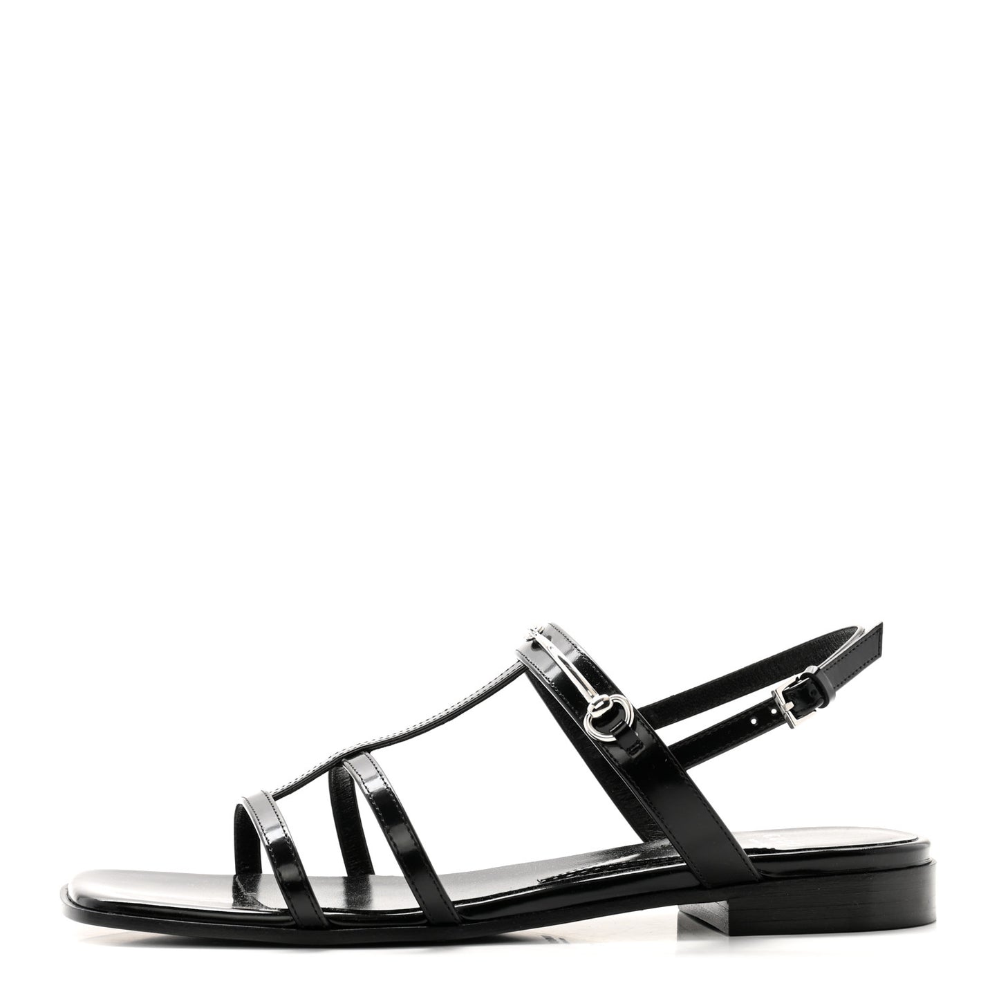 Calfskin Horsebit Divine Slingback Sandals 37 Black