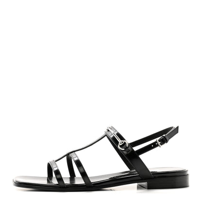Gucci Calfskin Horsebit Divine Slingback Sandals 37 Black 1 of 8