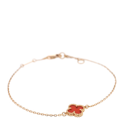 Van Cleef & Arpels 18K Rose Gold Carnelian Sweet Alhambra Bracelet 1 of 3
