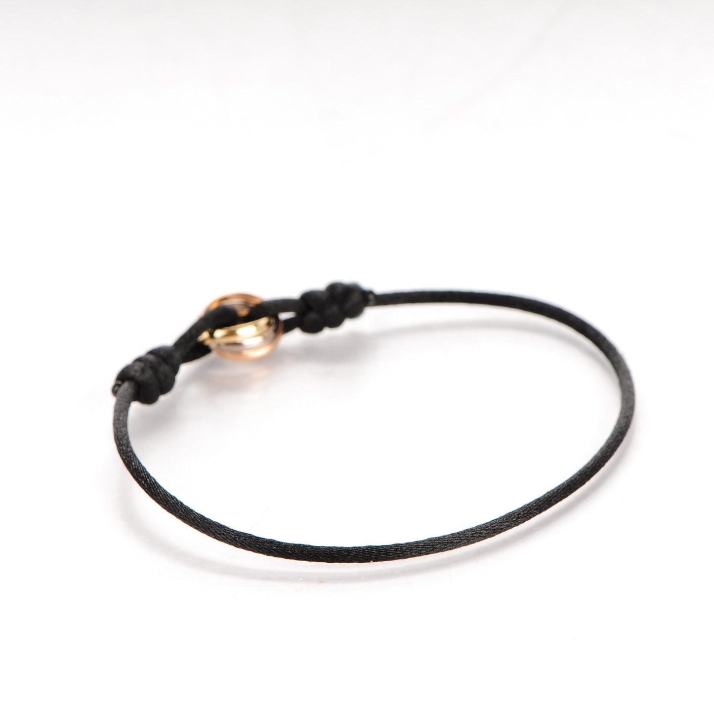18K Pink Yellow White Gold Trinity Adjustable Cord Bracelet