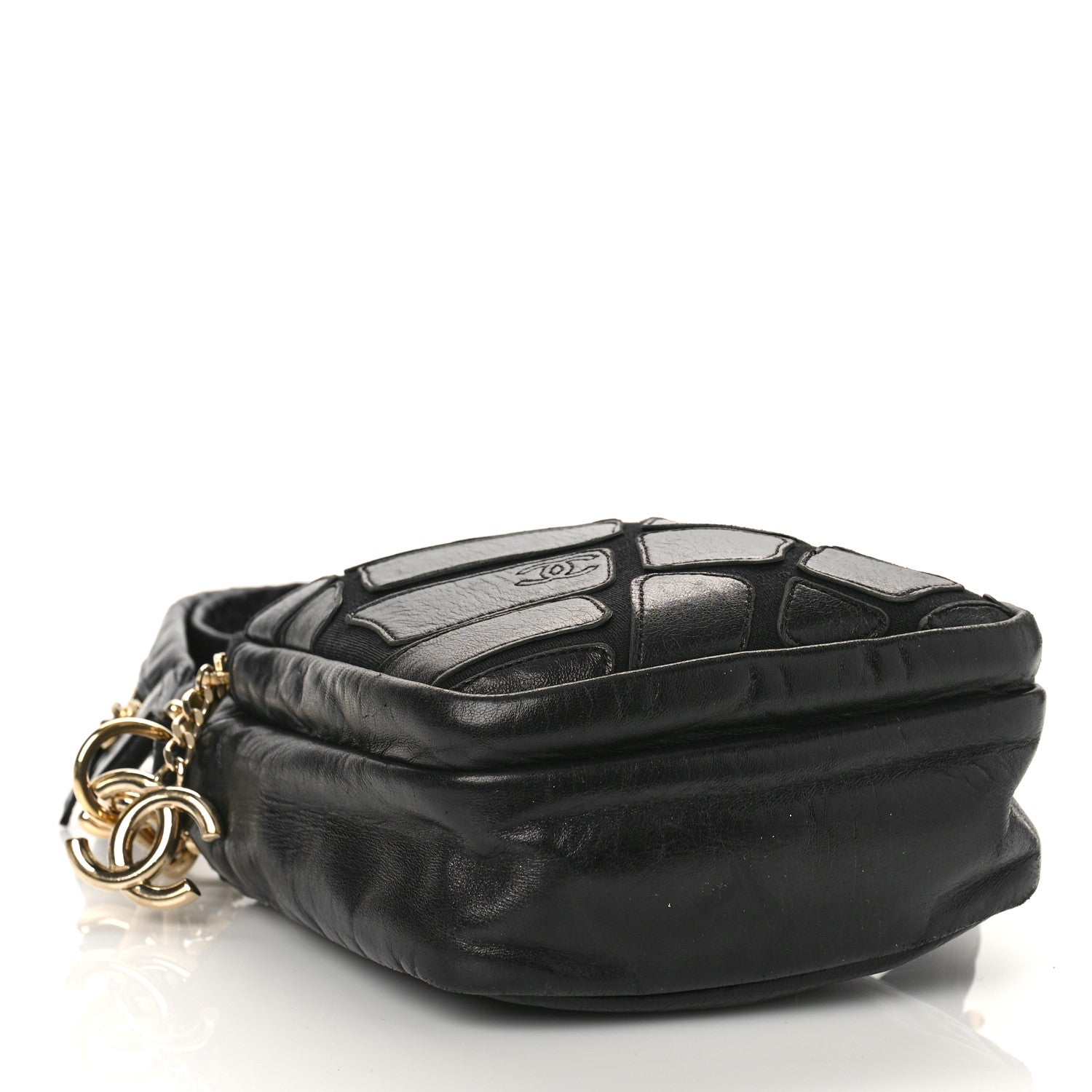 Chanel Lambskin Jersey Scales Zipper Shoulder Bag Black 4 of 10