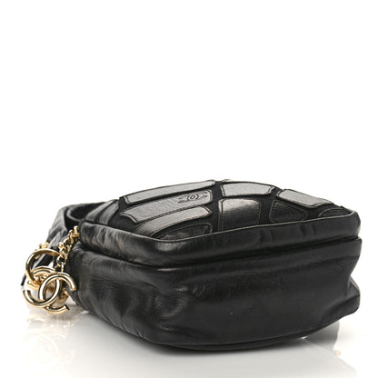 Chanel Lambskin Jersey Scales Zipper Shoulder Bag Black 4 of 10