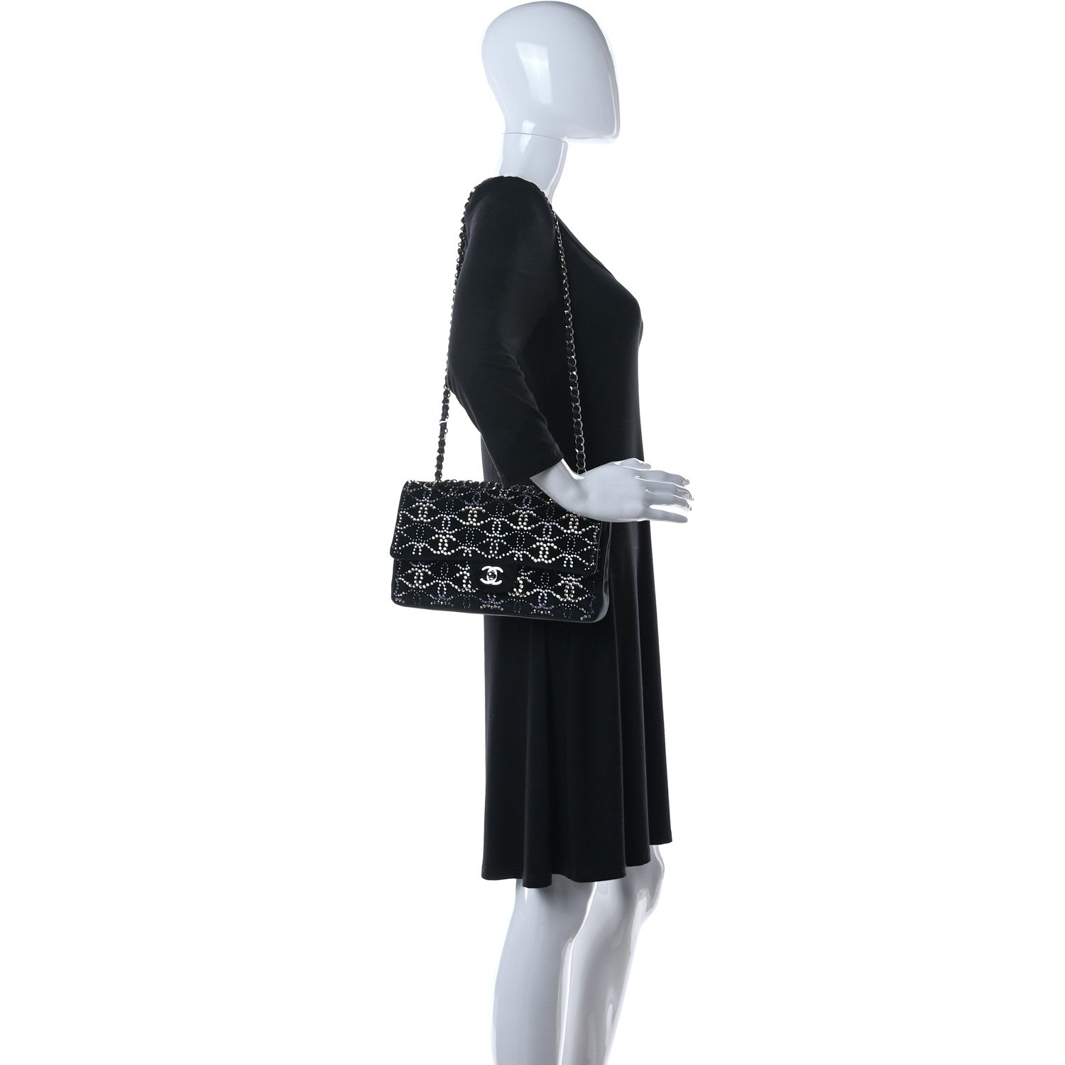 Chanel Velvet Crystal Medium Double Flap Black 2 of 12