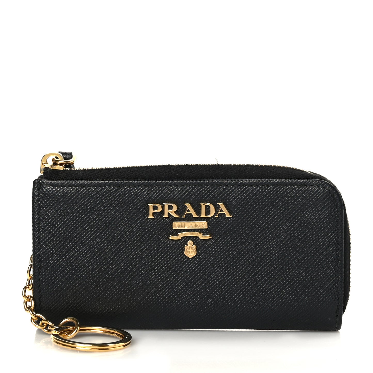 Saffiano Metal Zip Around Key Holder Black