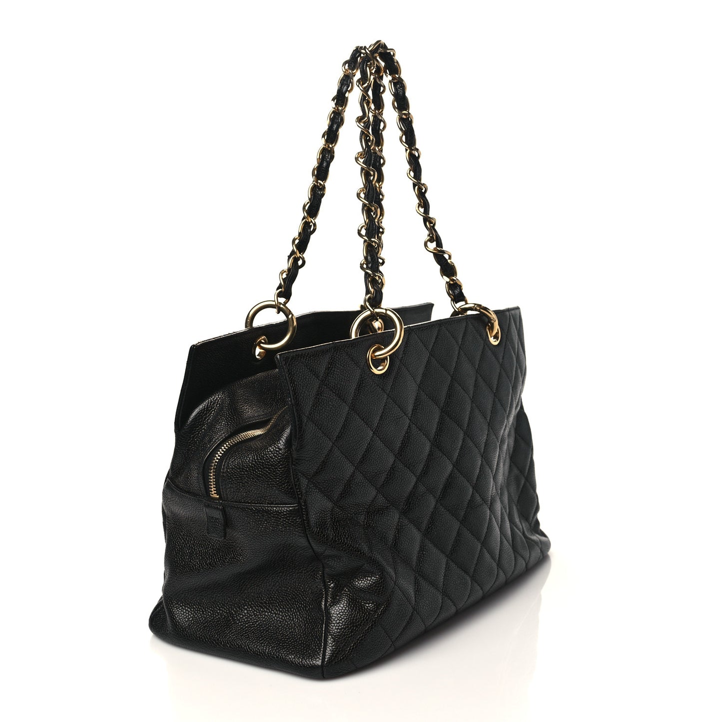 Caviar Quilted Grand Timeless Shopping Tote GTT Black