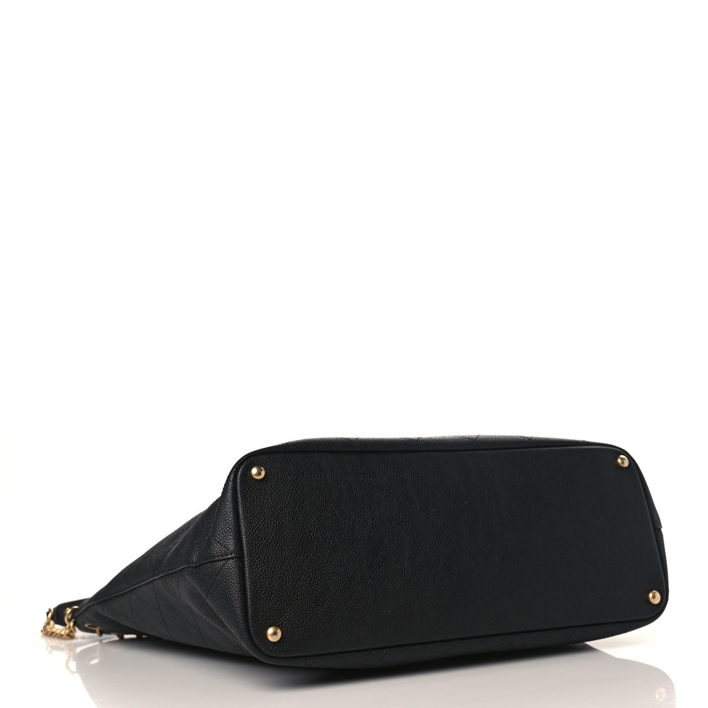 Caviar Quilted Grommet Embellished Piercing Chic Tote Bag Black