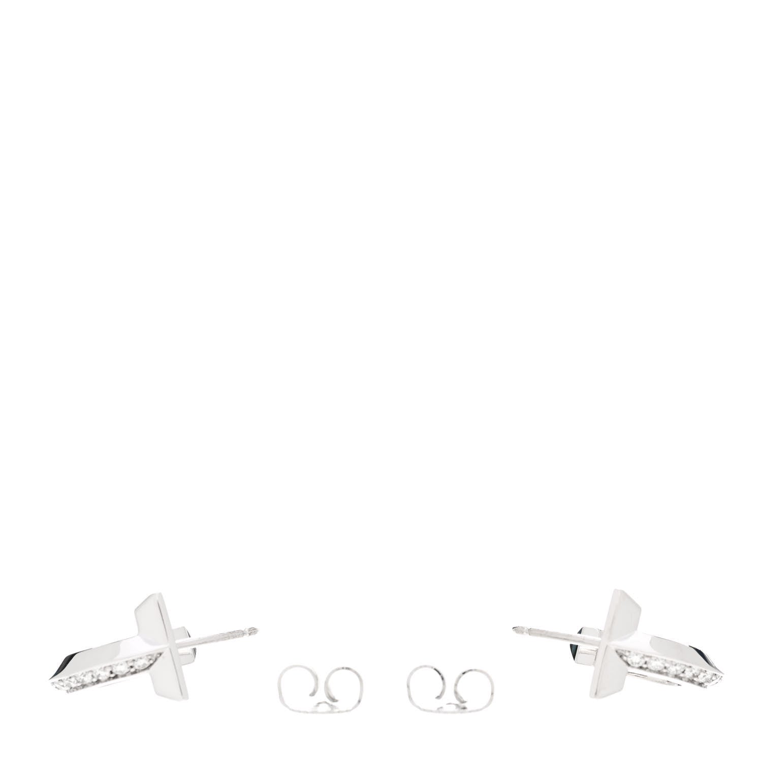 Tiffany 18K White Gold Diamond T1 Hoop Earrings 3 of 6