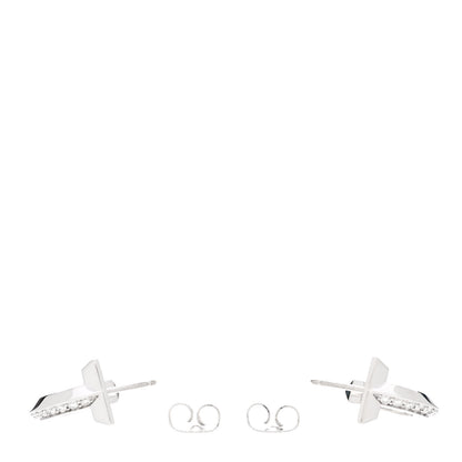 Tiffany 18K White Gold Diamond T1 Hoop Earrings 3 of 6
