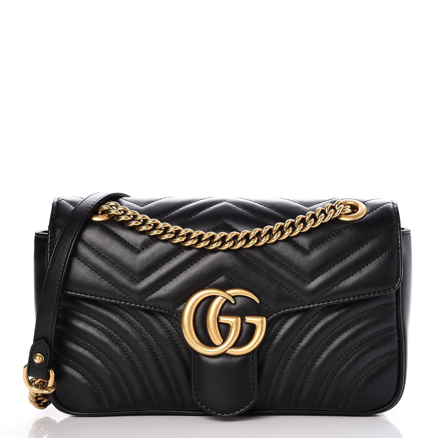 Calfskin Matelasse Small GG Marmont Shoulder Bag Black