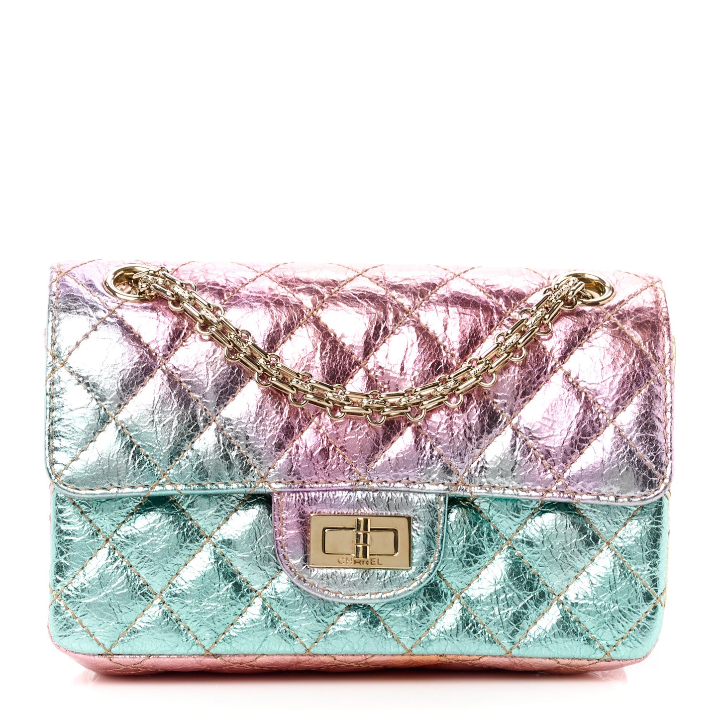 Metallic Goatskin Quilted Mini 2.55 Reissue Flap Multicolor