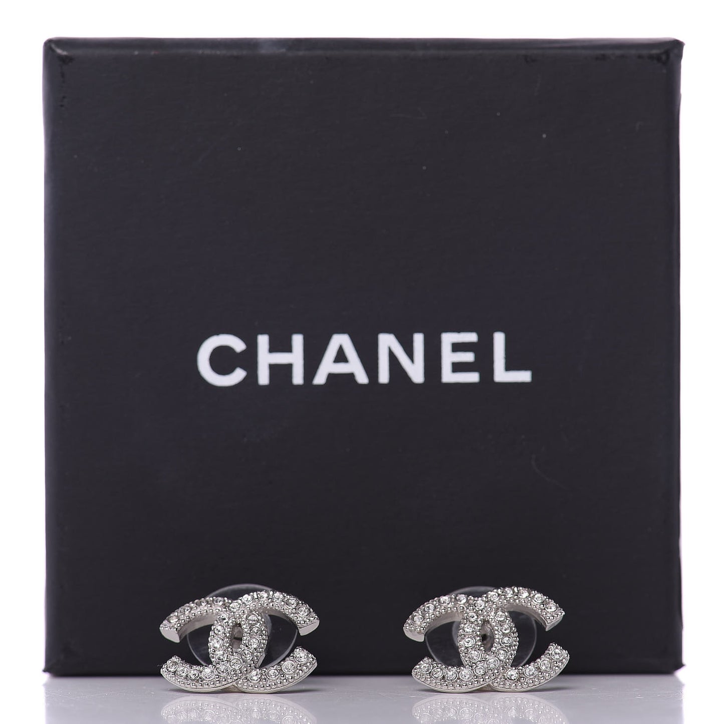 Crystal CC Coco Flapper Earrings Silver