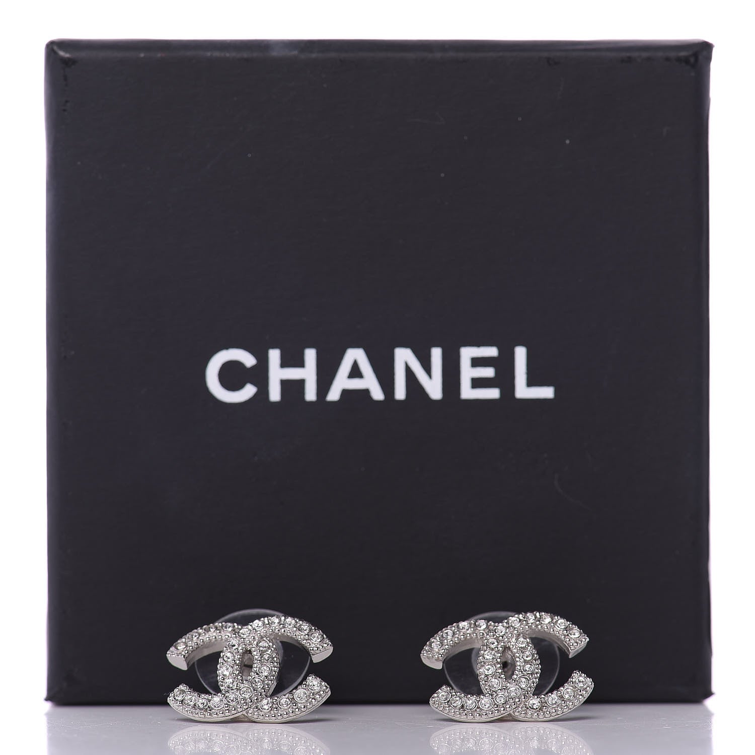 Chanel Crystal CC Coco Flapper Earrings Silver 5 of 5