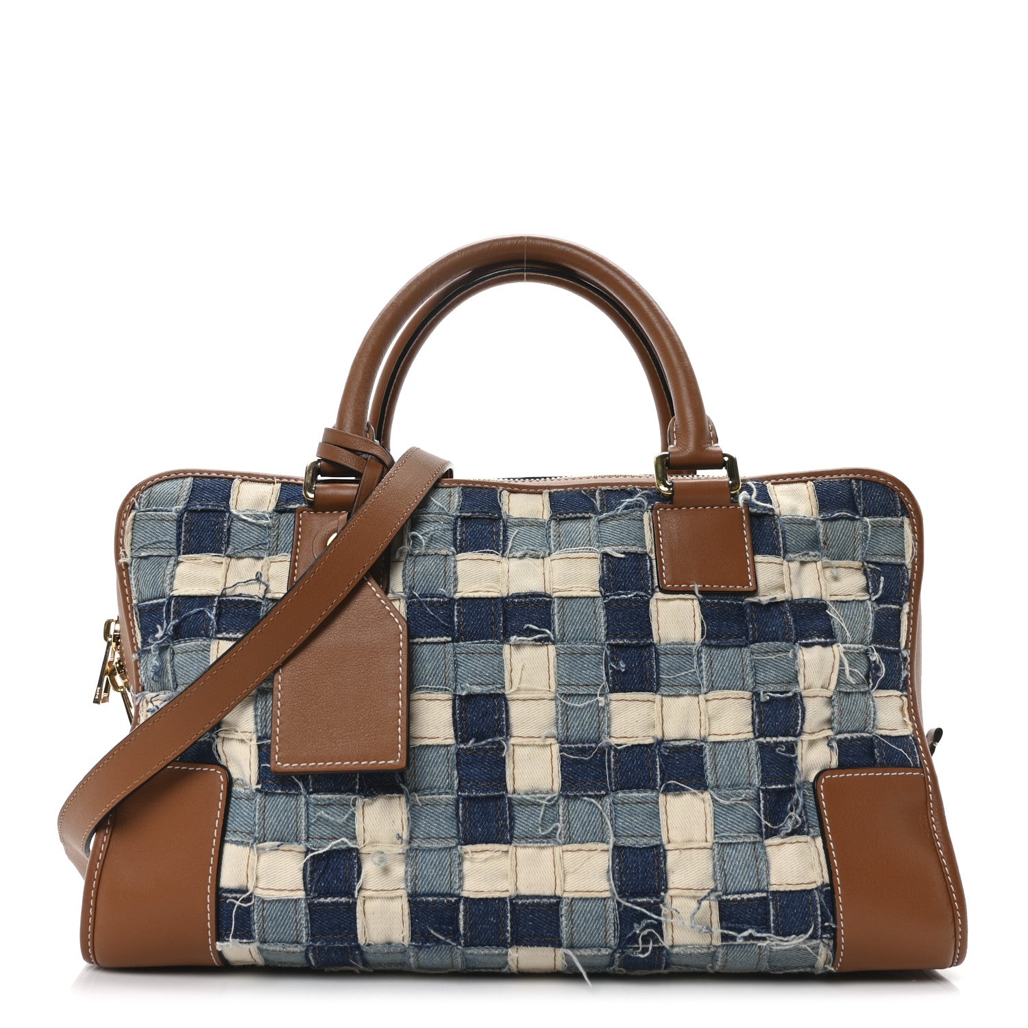 Loewe Jacquard Denim Calfskin Amazona 36 Blue Brown 1 of 9