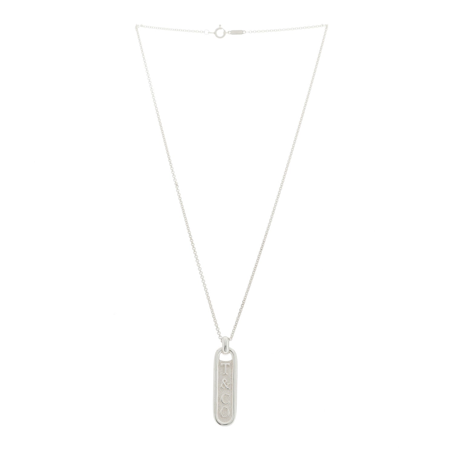 Tiffany Sterling Silver Zipper Bar Pendant Necklace 3 of 7