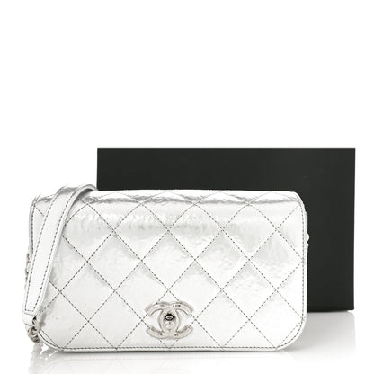 Chanel Hammered Metallic Calfskin Quilted Flap Silver 10 of 10