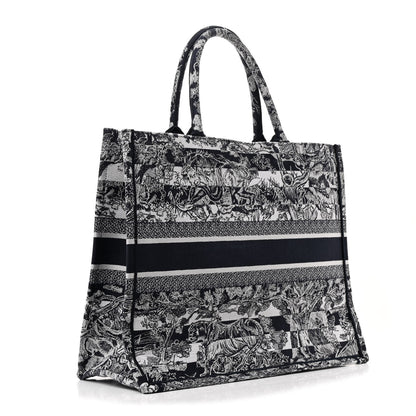 Christian Dior Canvas Embroidered Large Dioriviera Reverse Striped Toile De Jouy Book Tote Blue White 3 of 12